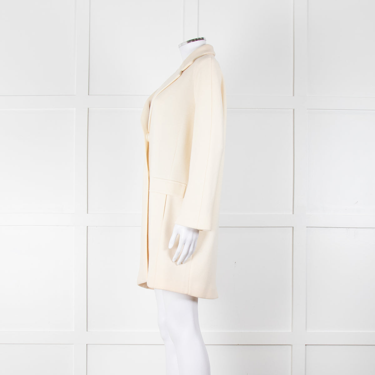 Amina Rubinacci Cream Wool Single Breasted Coat