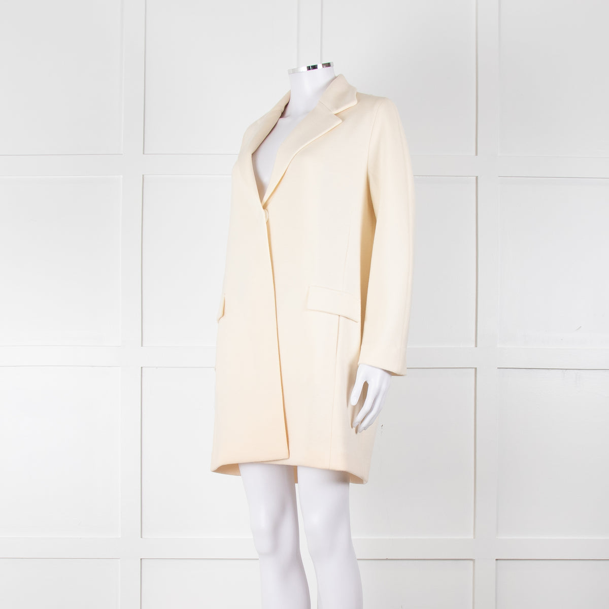 Amina Rubinacci Cream Wool Single Breasted Coat