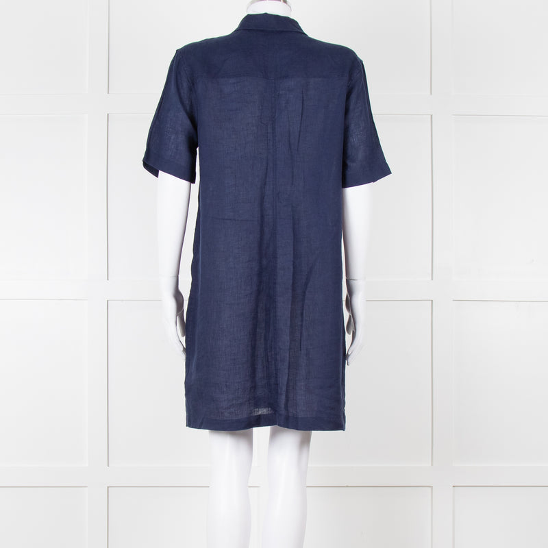 Equipment Navy Linen Shift Dress with Pockets