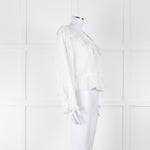 Rixo White Cotton Lace Trim  large Collared Blouse