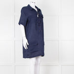 Equipment Navy Linen Shift Dress with Pockets