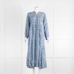 Natalie Martin White and Blue Floral Maxi Kaftan Dress