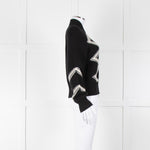 Chanel Black Cream Wool & Cashmere Blend Zip Up Cardigan