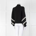 Chanel Black Cream Wool & Cashmere Blend Zip Up Cardigan