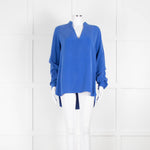 Joseph Blue Silk Long Sleeve V-Neck Blouse