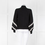 Chanel Black Cream Wool & Cashmere Blend Zip Up Cardigan