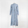 Natalie Martin White and Blue Floral Maxi Kaftan Dress