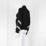 Chanel Black Cream Wool & Cashmere Blend Zip Up Cardigan