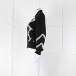 Chanel Black Cream Wool & Cashmere Blend Zip Up Cardigan