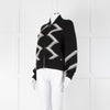 Chanel Black Cream Wool & Cashmere Blend Zip Up Cardigan