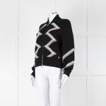 Chanel Black Cream Wool & Cashmere Blend Zip Up Cardigan