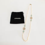 Chanel Cream Faux Pearl & Resin CC bead Necklace