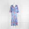 Sirens Blue Orange Green Sea Print Short Sleeve Midi Dress