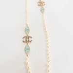 Chanel Cream Faux Pearl & Resin CC bead Necklace