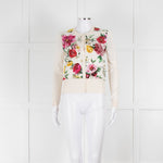 Dolce & Gabbana Cream Red Floral Front Cardigan