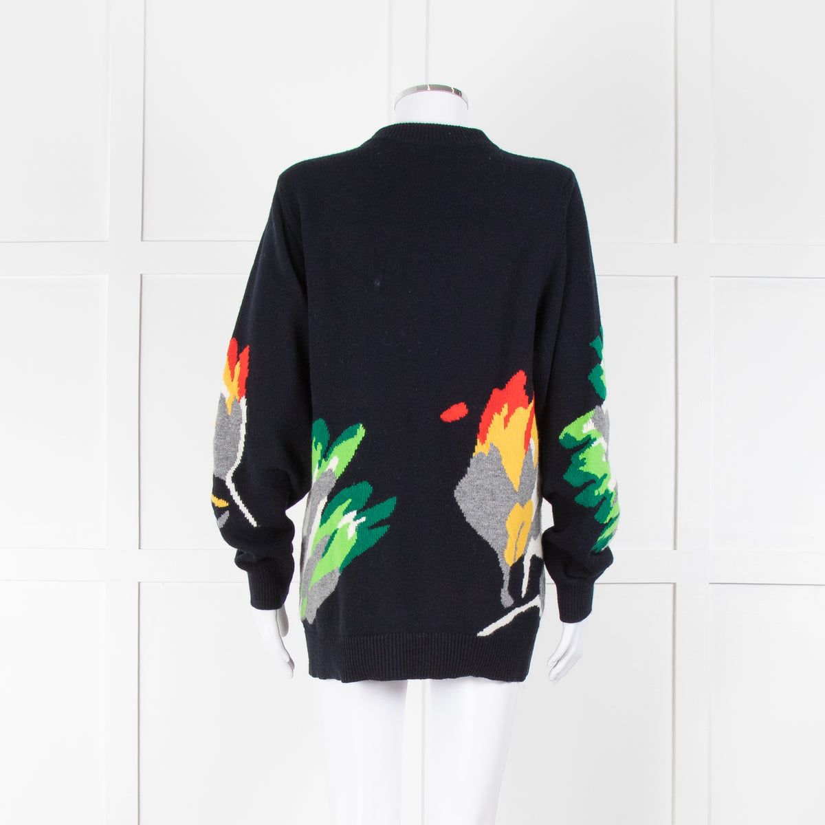 Raey Navy Red Yellow Print Wool Sweater