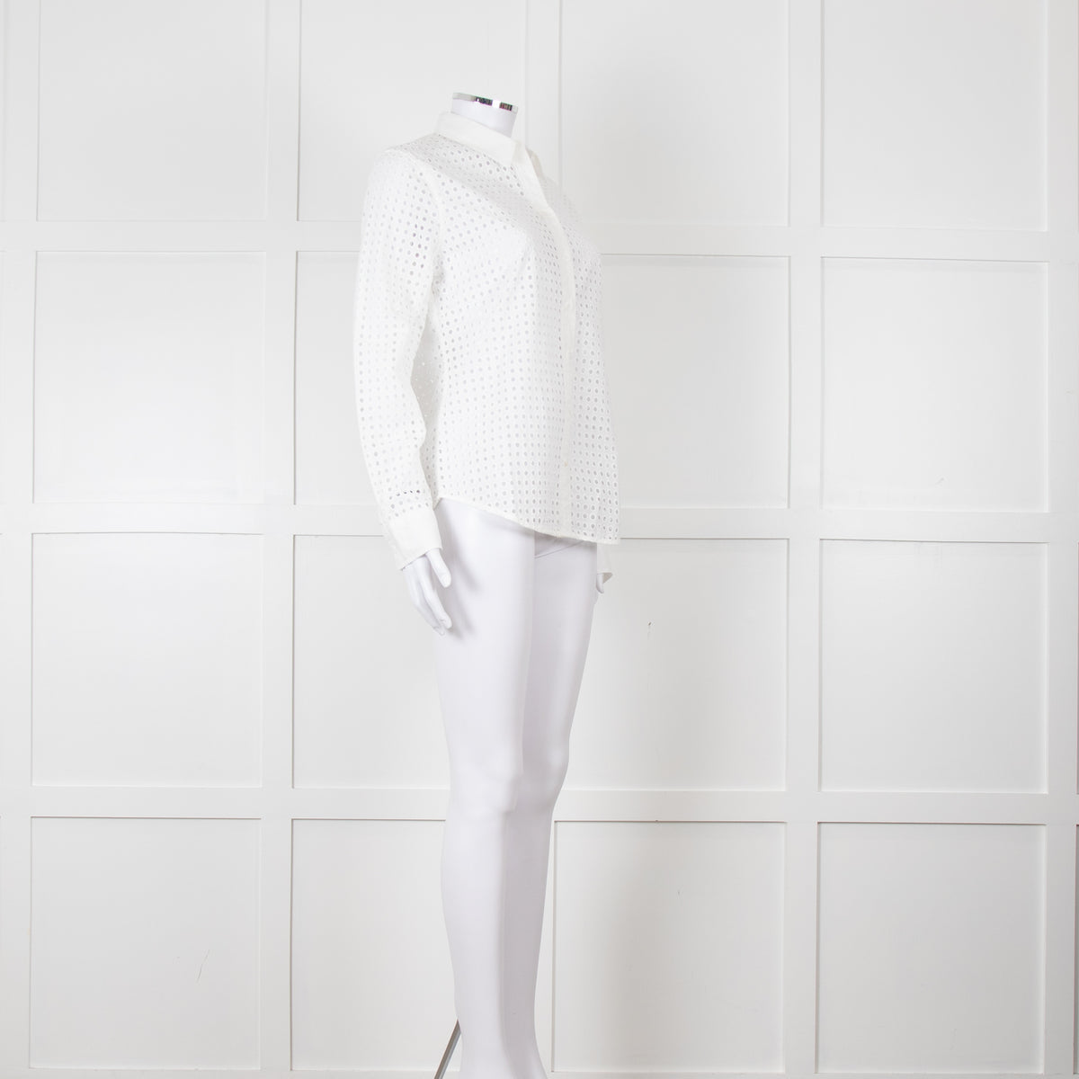 Equipment White Perforated Collared Shirt