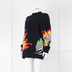 Raey Navy Red Yellow Print Wool Sweater