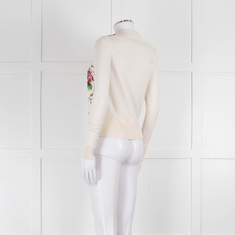Dolce & Gabbana Cream Red Floral Front Cardigan