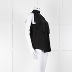 Givenchy Black Silk Frill Trim Sleeveless Top
