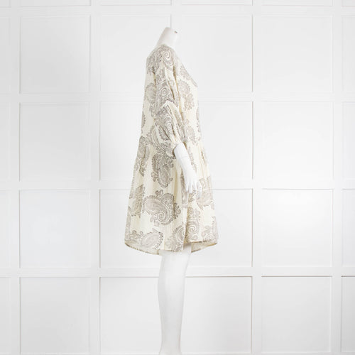 Anaak Cream And Khaki Oversized Cheesecloth Dress