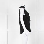 Givenchy Black Silk Frill Trim Sleeveless Top