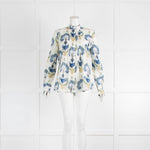 Emporio Sirenuse Cream Blue Palm Print Blouse