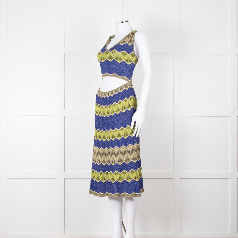 Missoni Metallic Green Blue Halterneck Sun Dress