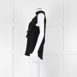 Givenchy Black Silk Frill Trim Sleeveless Top