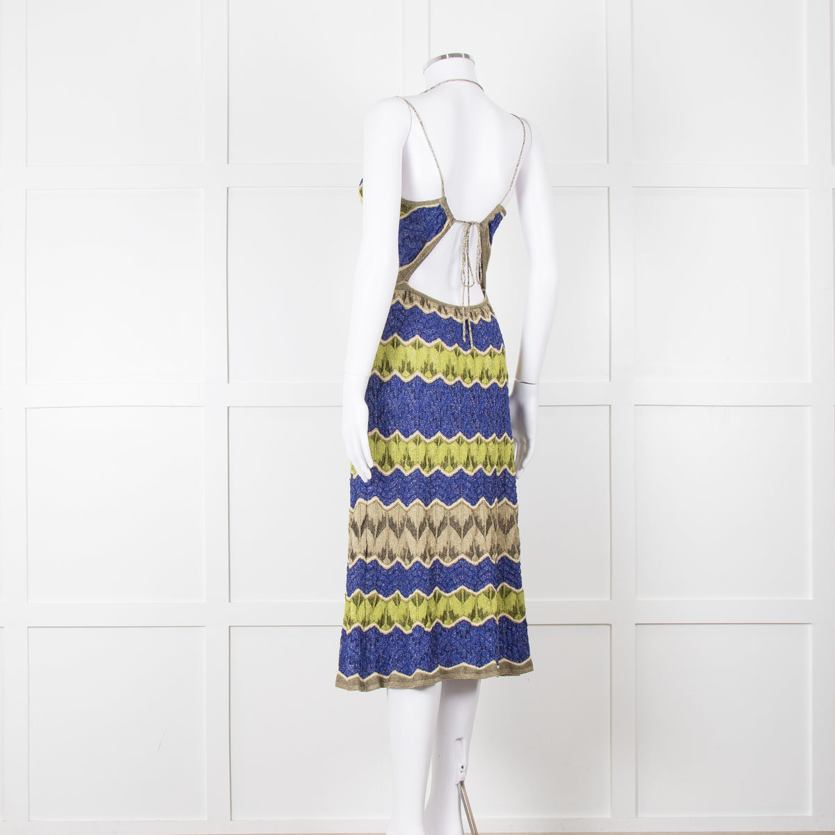 Missoni Metallic Green Blue Halterneck Sun Dress