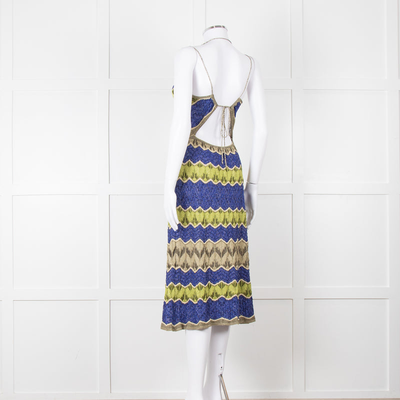 Missoni Metallic Green Blue Halterneck Sun Dress