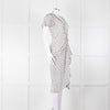 Altuzarra White Black Cherry Print Frill Trim Short Sleeve Dress