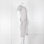 Altuzarra White Black Cherry Print Frill Trim Short Sleeve Dress
