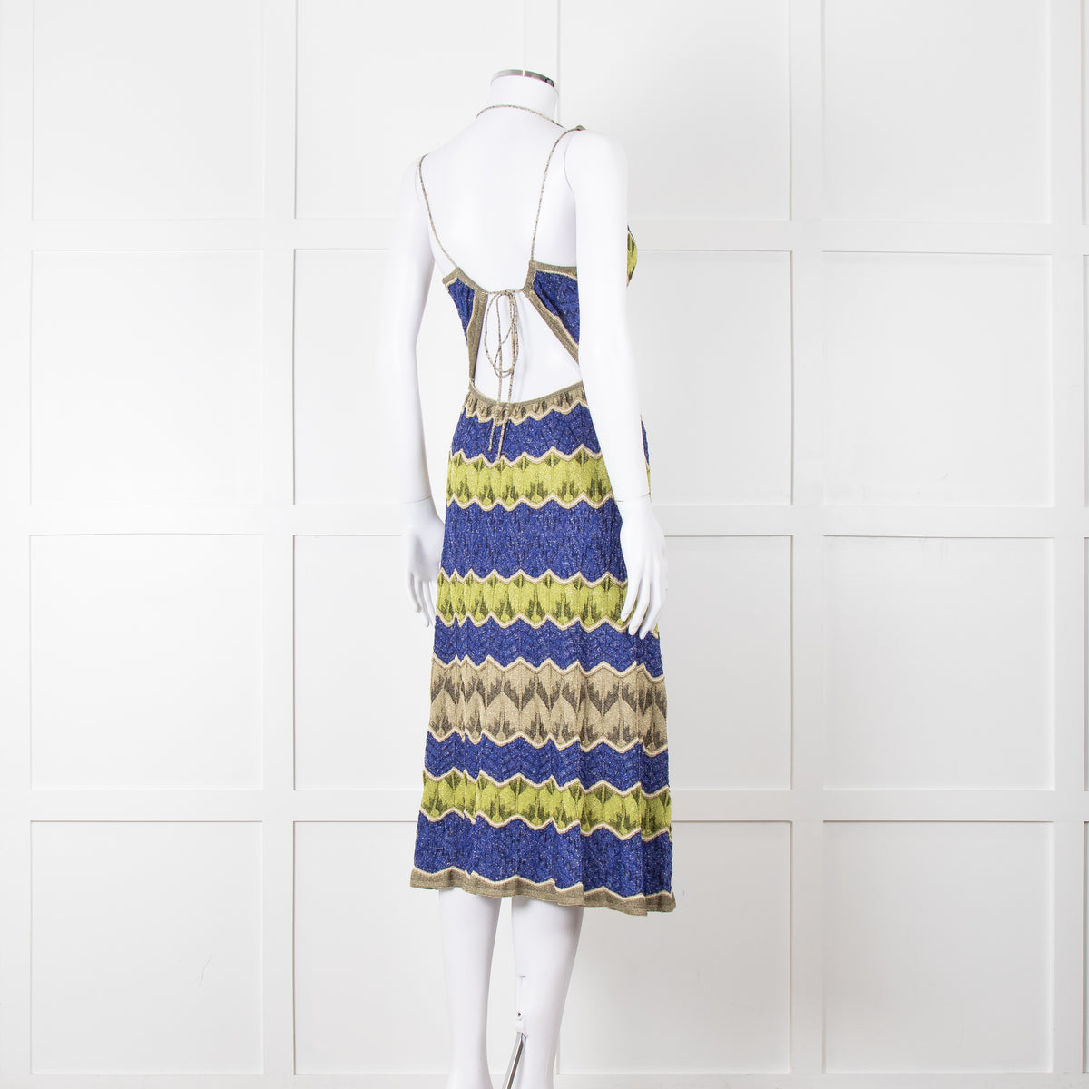 Missoni Metallic Green Blue Halterneck Sun Dress