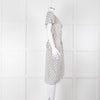 Altuzarra White Black Cherry Print Frill Trim Short Sleeve Dress