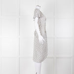 Altuzarra White Black Cherry Print Frill Trim Short Sleeve Dress