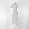 Altuzarra White Black Cherry Print Frill Trim Short Sleeve Dress