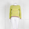 Jumper 1234 Beige Neon Green Striped Cashmere Sweater