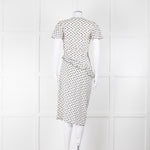 Altuzarra White Black Cherry Print Frill Trim Short Sleeve Dress
