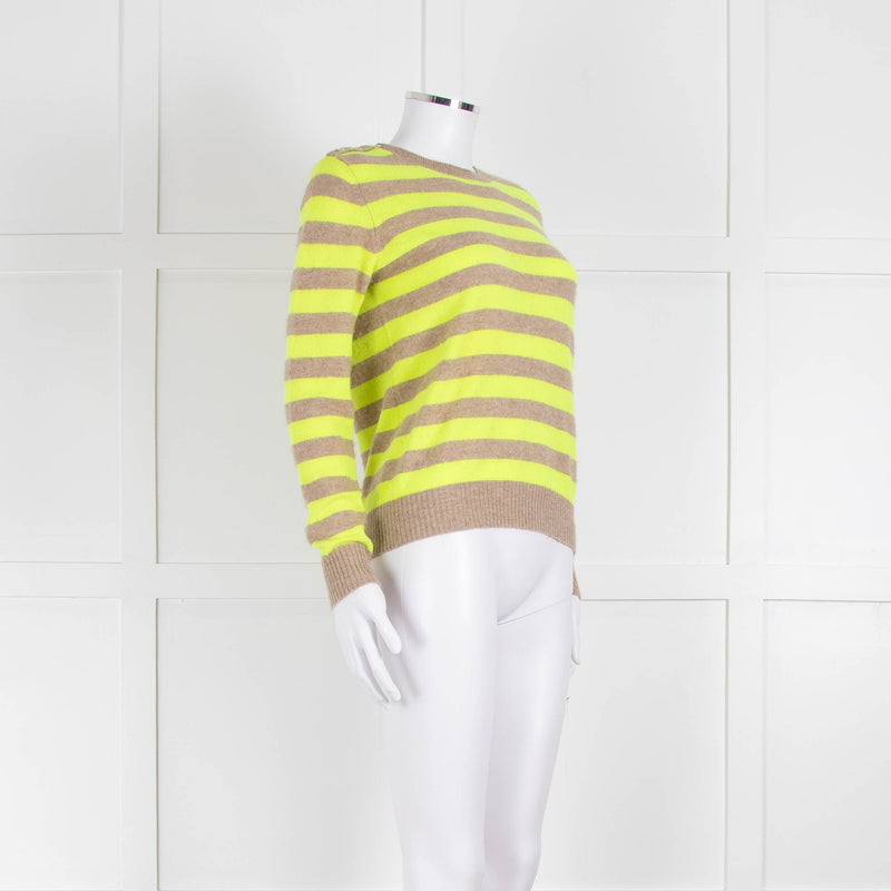 Jumper 1234 Beige Neon Green Striped Cashmere Sweater