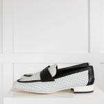 Chanel White Leather Woven Loafers