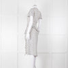 Altuzarra White Black Cherry Print Frill Trim Short Sleeve Dress
