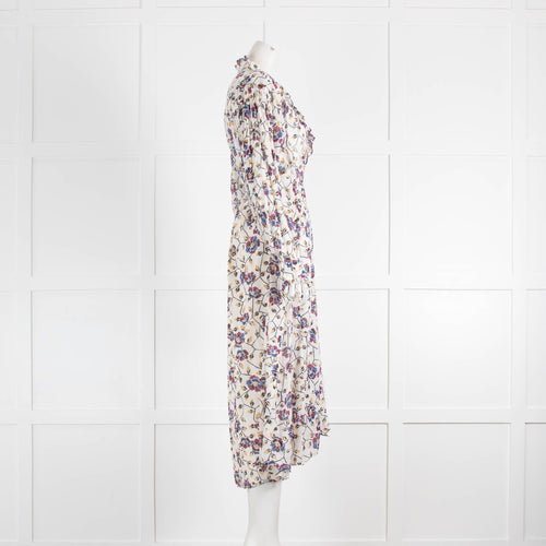 Etoile By Isabel Marant Cream Blue Red Floral Wrap Maxi Dress