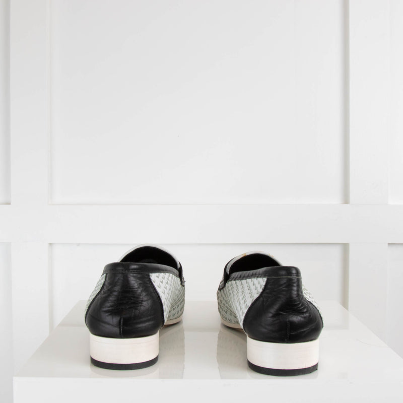 Chanel White Leather Woven Loafers