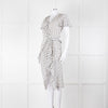 Altuzarra White Black Cherry Print Frill Trim Short Sleeve Dress
