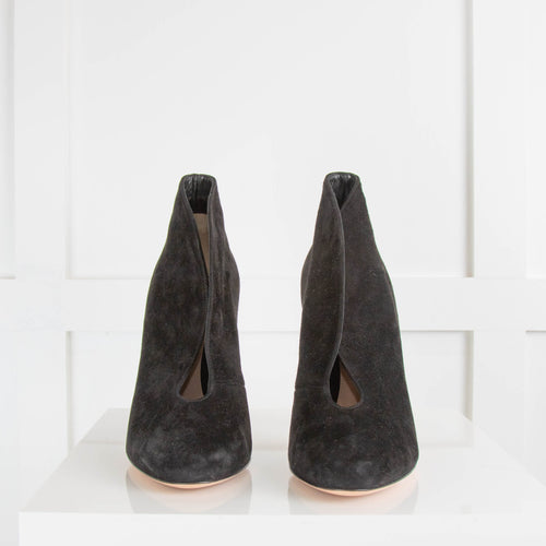 Gianvito Rossi Black Suede Vamp Bootie