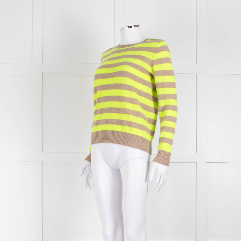 Jumper 1234 Beige Neon Green Striped Cashmere Sweater