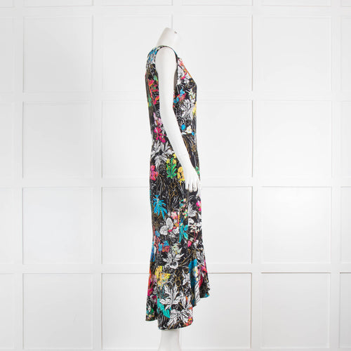 Peter Pilotto Black Multi Colour Floral Sleeveless Midi Dress