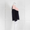 Maje Navy Pink Cream Rib Knit Gold Button Jumper
