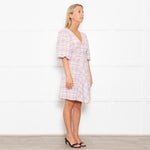 Ganni Lilac Check Trapeze Mini Dress